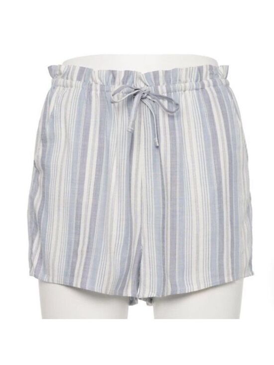 SO Pants - SO striped high rise shorty short Woman’s Juniors size XL blue and white